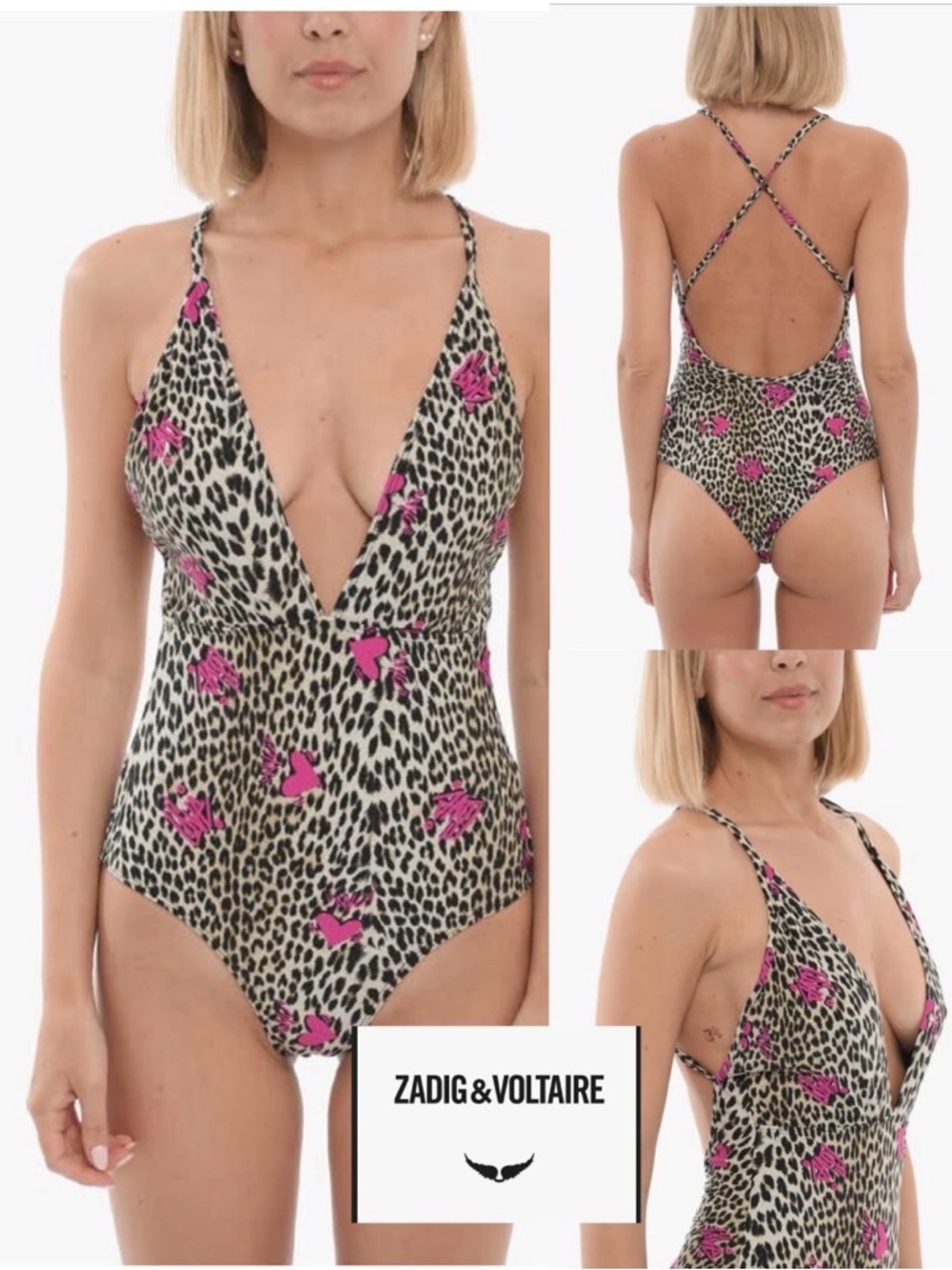 Zadig & Voltaire Amir Slama leopard-print one-piece swimsuit French size 38 US 8